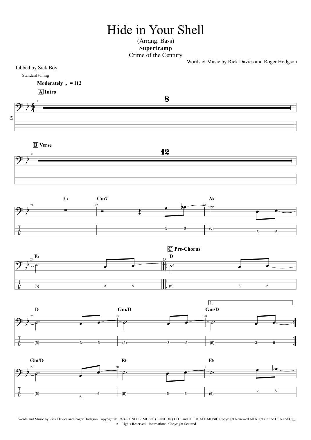 Hide In Your Shell (arr. Sick Boy)