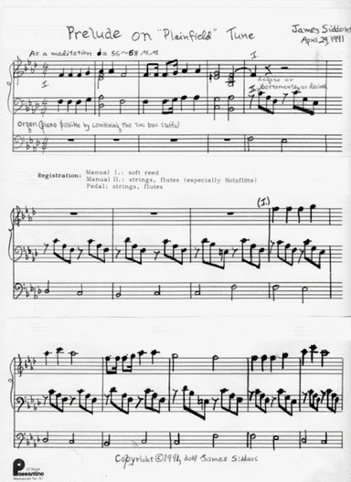 Prelude on "Plainfield" Tune (for organ)