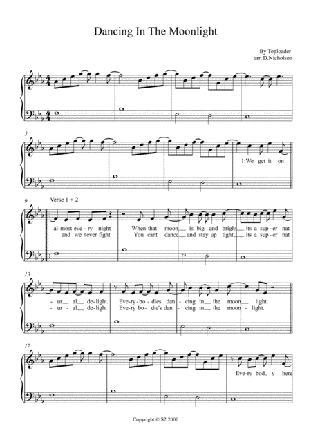 Dancin' In The Moonlight (arr. Daniel Nicholson)