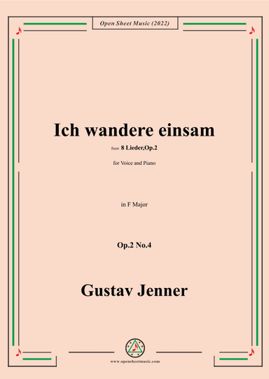 Jenner-Ich wandere einsam,in F Major,Op.2 No.4 (arr. OSM Press)