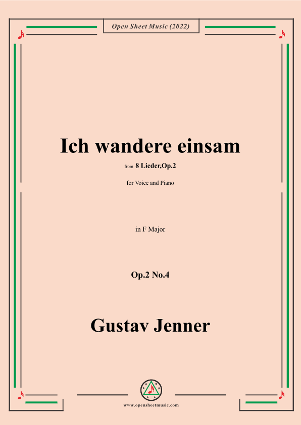 Jenner-Ich wandere einsam,in F Major,Op.2 No.4 (arr. OSM Press)