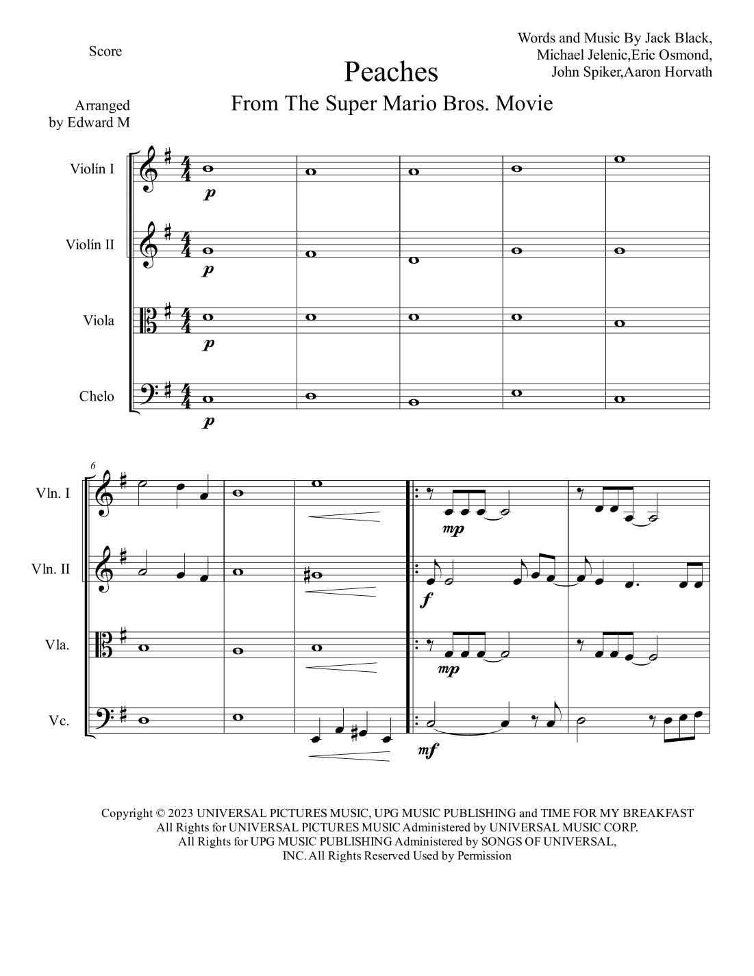 Peaches (arr. Edward M)