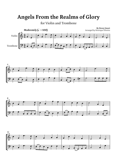 Angels from the Realms of Glory (Violin and Trombone) - Christmas Carol (arr. Henrique Oliveira)