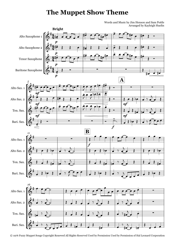 The Muppet Show Theme (arr. Kayleigh Huelin)