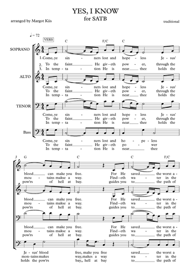 Yes, I Know (arr. Margot Kiis)