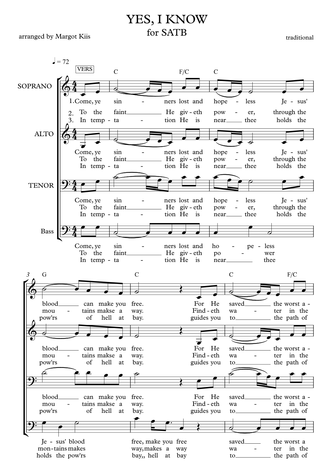 Yes, I Know (arr. Margot Kiis)