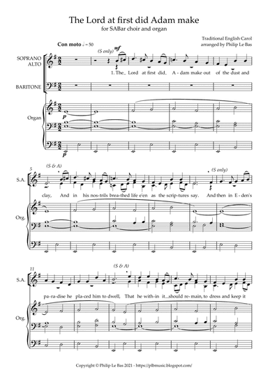 The Lord at first did Adam make (for SABar choir and organ) (arr. Philip Le Bas)