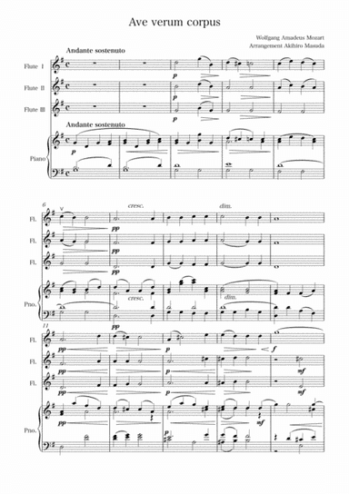 Ave verum corpus(Wolfgang Amadeus Mozart/ Arrange songs  trio choir into works for three flute (arr. Akihiro Masuda)