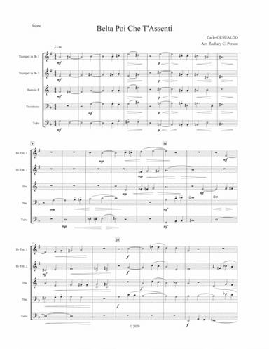 Belta Poi Che T'Assenti (arr. Zachary C. Person)