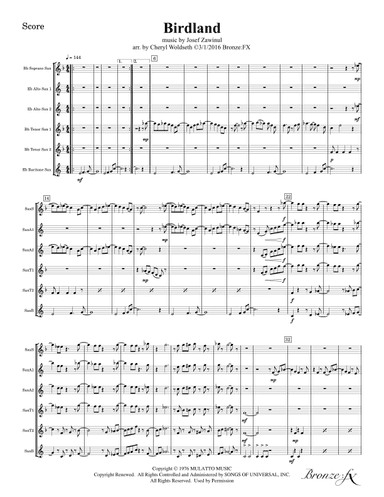 Birdland (arr. Cheryl Woldseth - Bronze:FX)