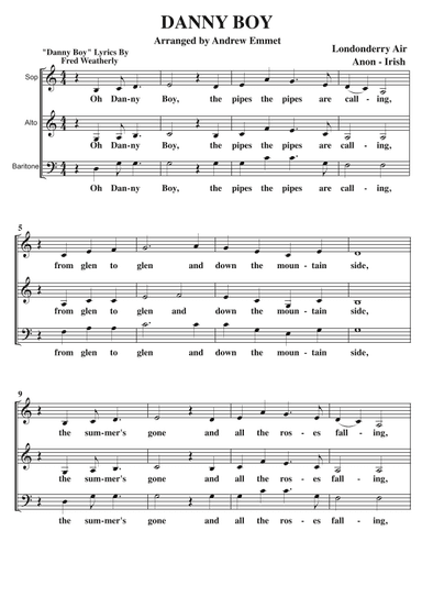 Danny Boy A Cappella SAB (arr. Andrew Emmet)
