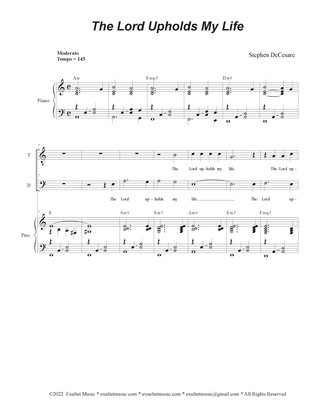 The Lord Upholds My Life (2-part choir - (TB)