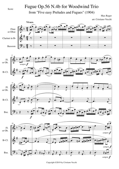 Fugue Op.56 N.4b for Woodwind Trio (arr. Cristiano Vecchi)