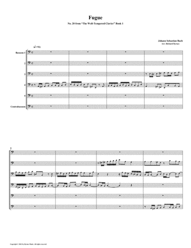 Fugue 20 from Well-Tempered Clavier, Book 1 (Bassoon Sextet) (arr. Richard Byrnes)