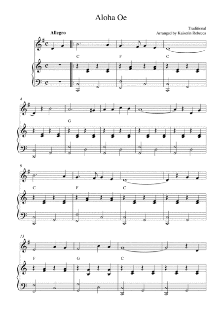 Aloha Oe (arr. Kaiserin Rebecca)