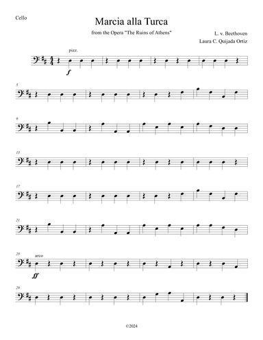 Turkish March. String orchestra. EASY. Score & parts. (arr. Laura C. Quijada Ortíz)