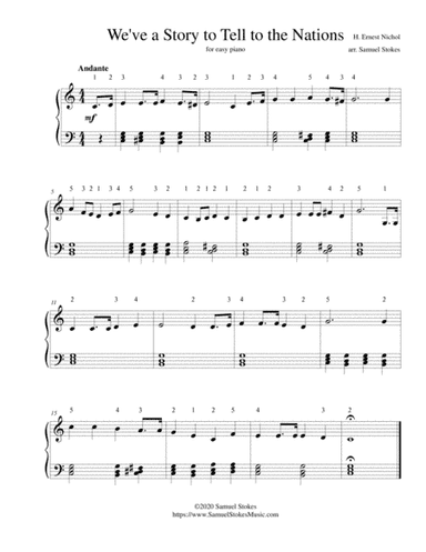 We've a Story to Tell to the Nations - for easy piano (arr. Samuel Stokes)