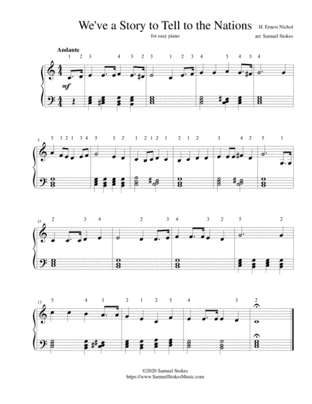 We've a Story to Tell to the Nations - for easy piano (arr. Samuel Stokes)
