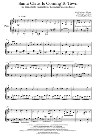 Santa Claus Is Comin' To Town (arr. Edwin Sung)