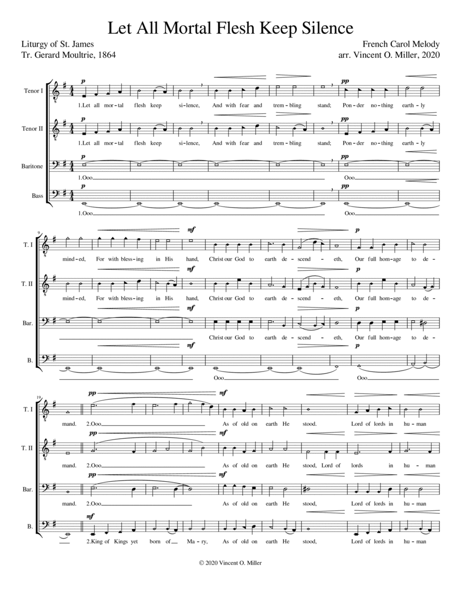 Let All Mortal Flesh Keep Silence TTBB Choral Arrangement