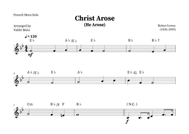 Christ Arose (He Arose) -  French Horn Solo (with chords) (arr. Valdir Maia)