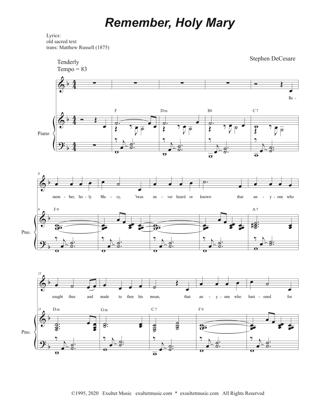 Remember, Holy Mary (Vocal Solo)
