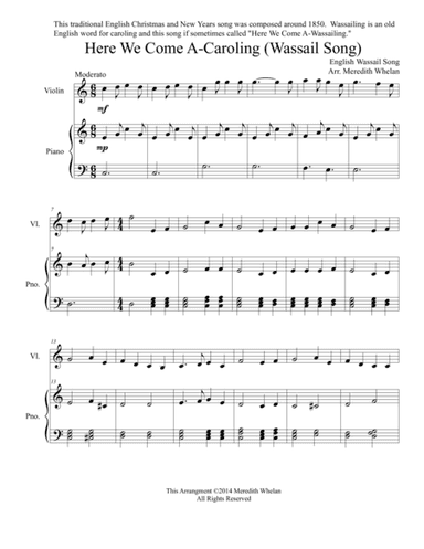 Christmas Duets for Violin & Piano:  Here We Come A-Caroling (Wassail Song) (arr. Meredith Whelan)