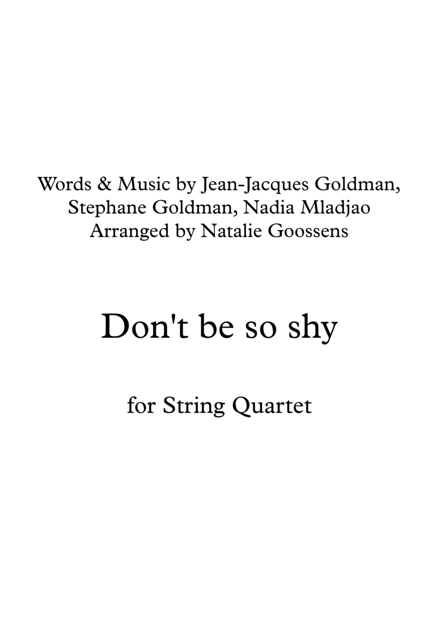 Don't Be So Shy (arr. Natalie Goossens)