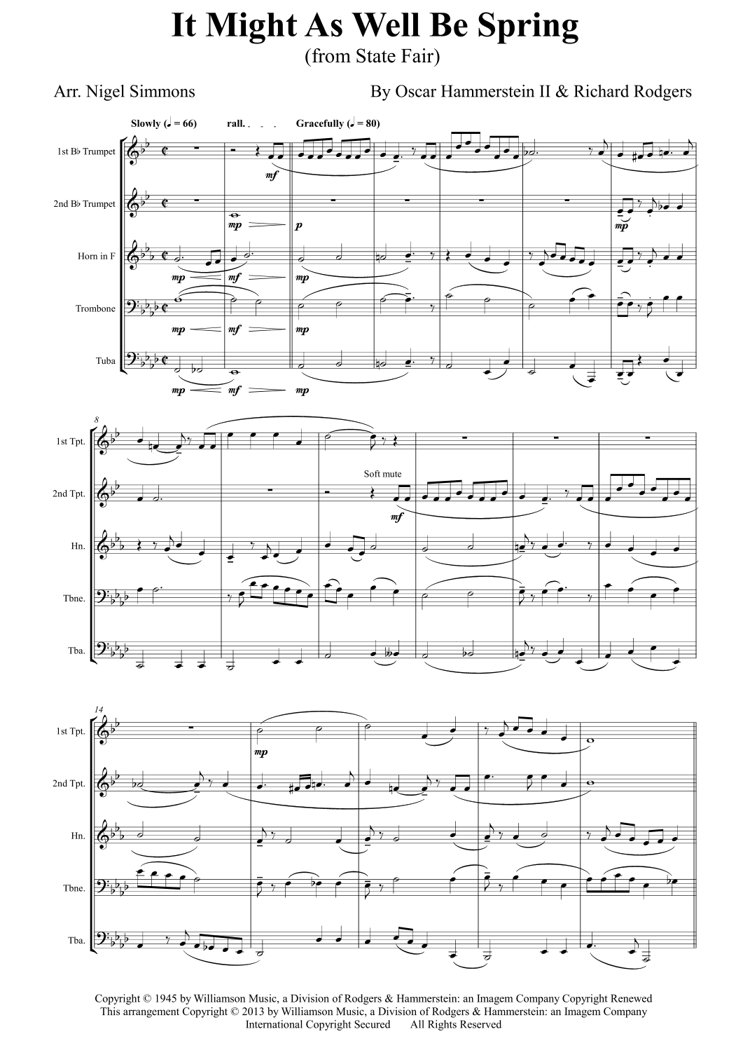 It Might As Well Be Spring (arr. Nigel Simmons)
