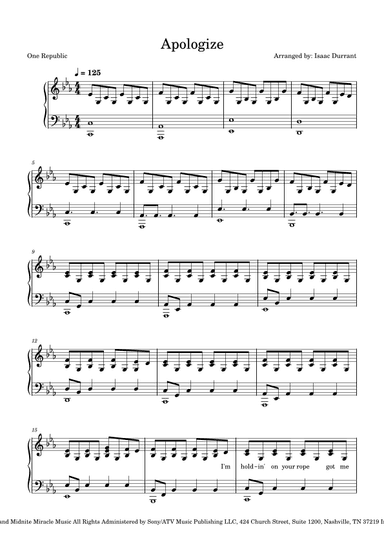 Apologize (arr. Isaac Durrant)