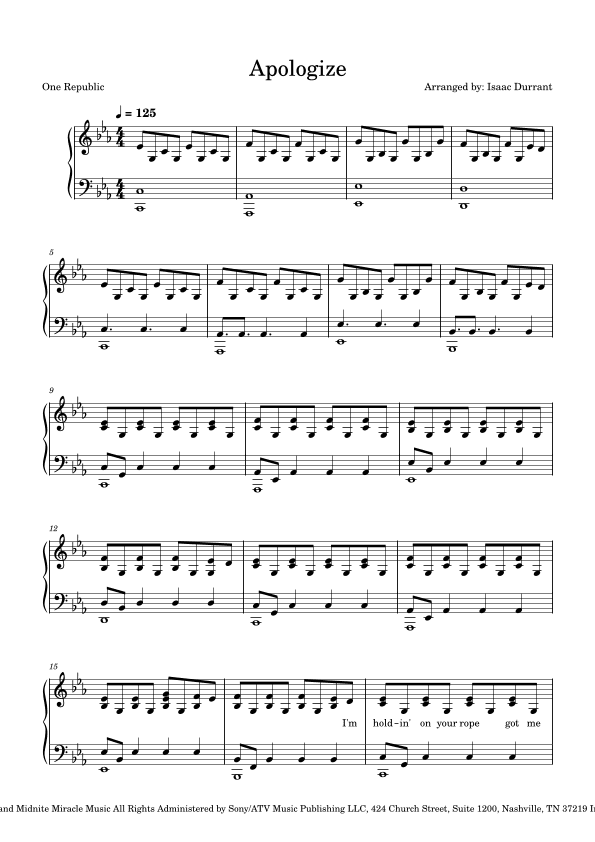 Apologize (arr. Isaac Durrant)