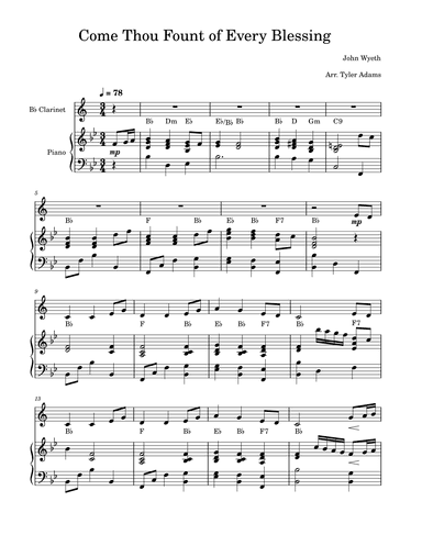 Come Thou Fount of Every Blessing (Clarinet Solo with Piano) (arr. Tyler Adams)