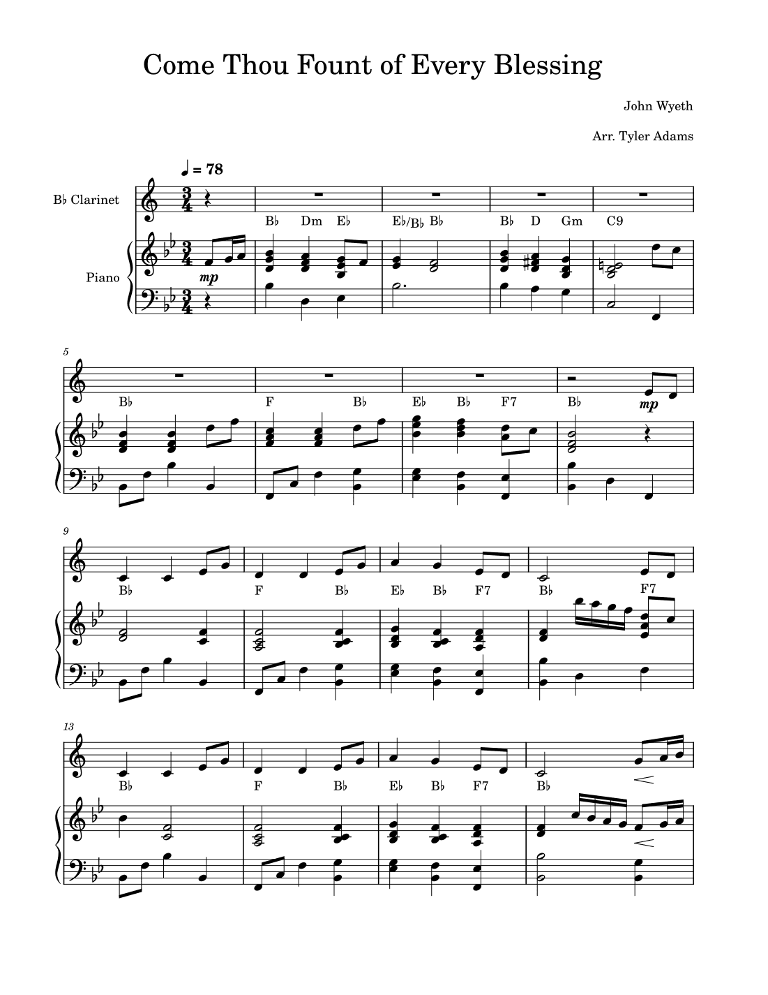 Come Thou Fount of Every Blessing (Clarinet Solo with Piano) (arr. Tyler Adams)