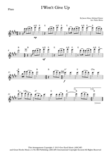I Won't Give Up (arr. Fabio Britto)