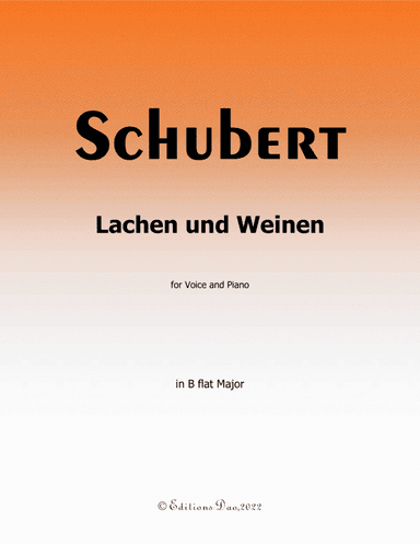 Lachen und Weinen, by Schubert, in B flat Major (arr. Editions Dao)