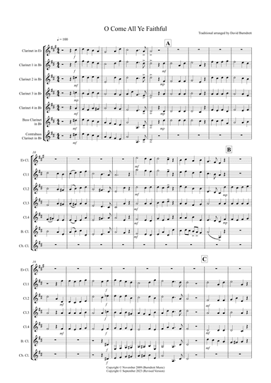 O Come all ye Faithful for Clarinet Choir (arr. David Burndrett)