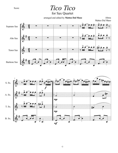 TICO TICO - Sax Quartet (arr. Matteo Dal Maso)