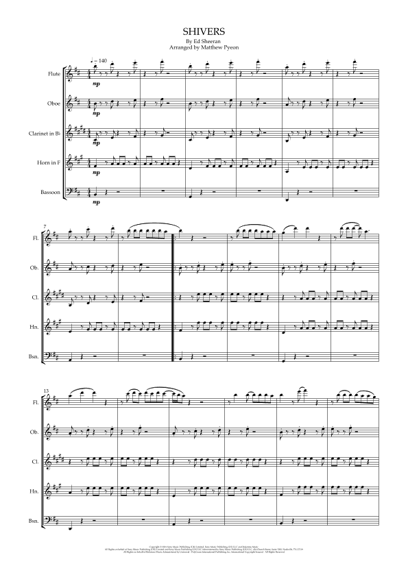 Shivers (arr. Matthew pyeon)