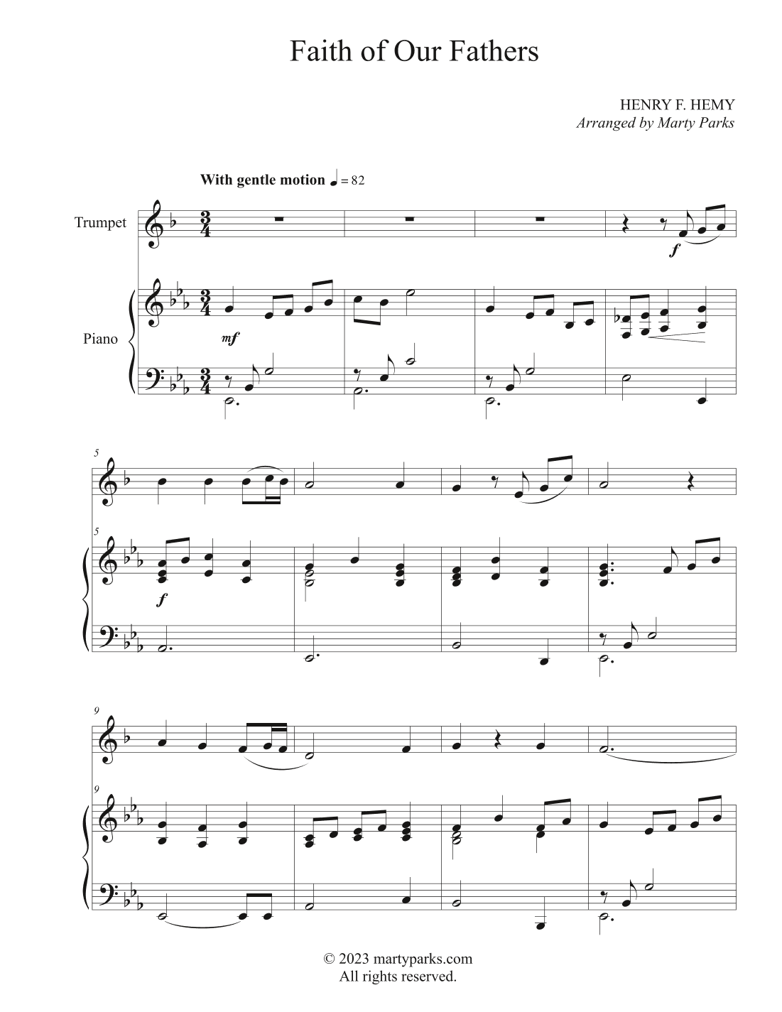 Faith of Our Fathers (Trumpet-Piano) (arr. Marty Parks)