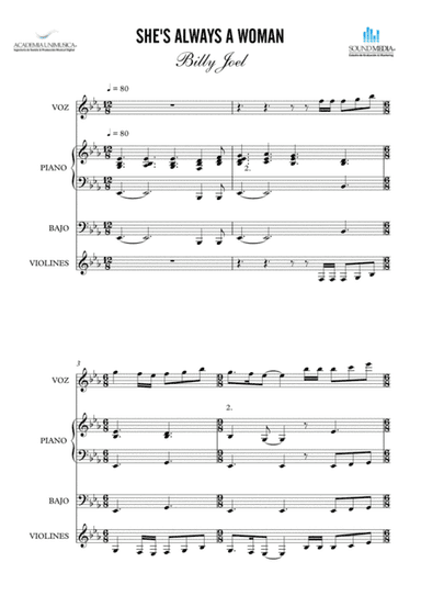 She's Always A Woman - Score Only (arr. Billy Joel)