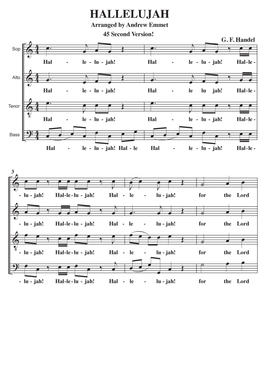 Hallelujah Chorus 45 seconds! A Cappella SATB (arr. Andrew Emmet)