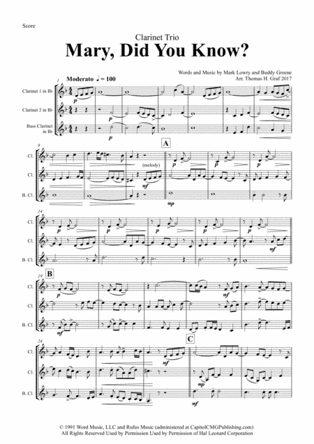 Mary, Did You Know? (arr. Thomas H. Graf)