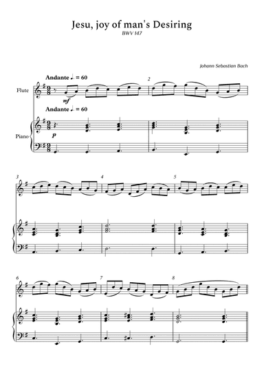 Jesu, Joy of Man's Desiring for Piano and Flute (arr. Cássio Silva Chaves)