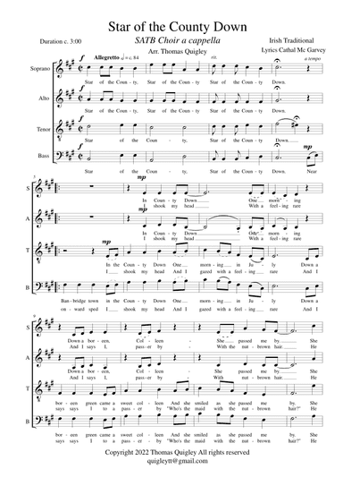 Star of the County Down (SATB a cappella) (arr. Thomas Quigley)