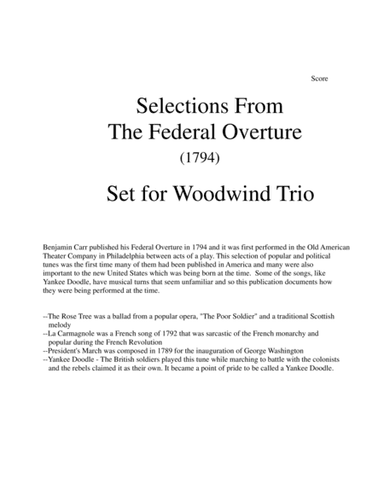 1794! Federal Overture for Flute, Clarinet, and Bassoon Trio (arr. John Gibson)