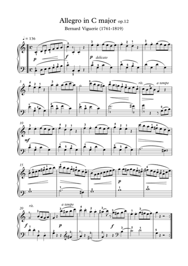 Allegro in C major (arr. PianoSheetNow)