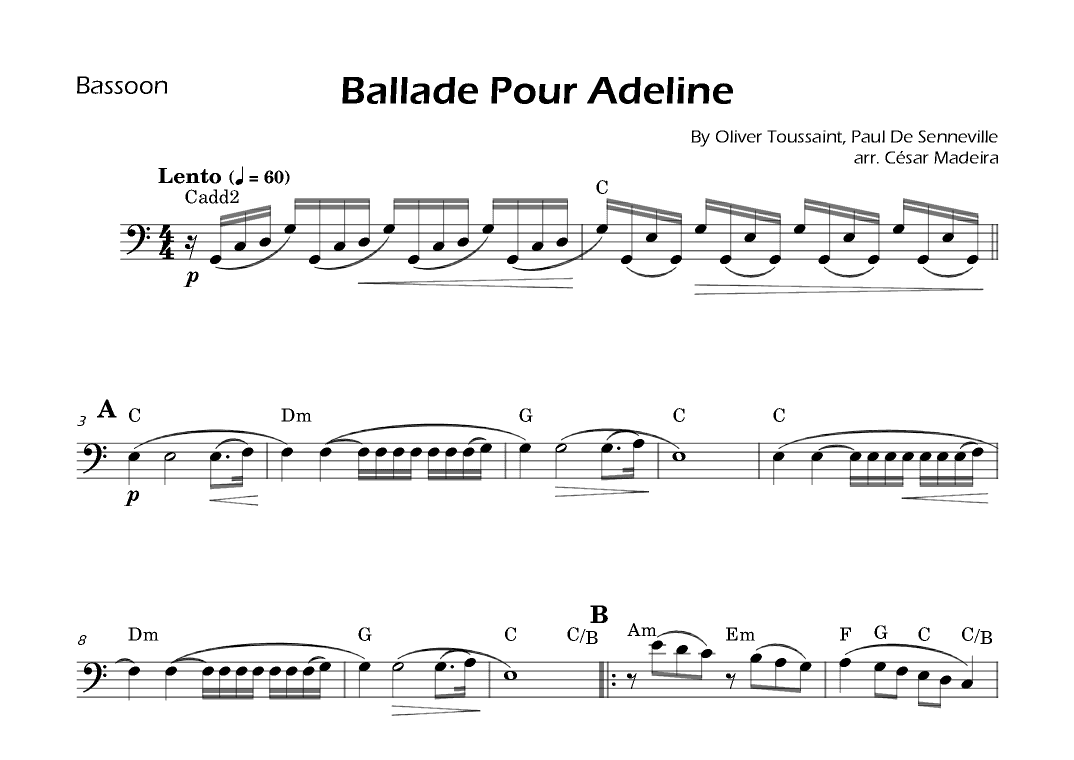 Ballade Pour Adeline (arr. César Madeira)