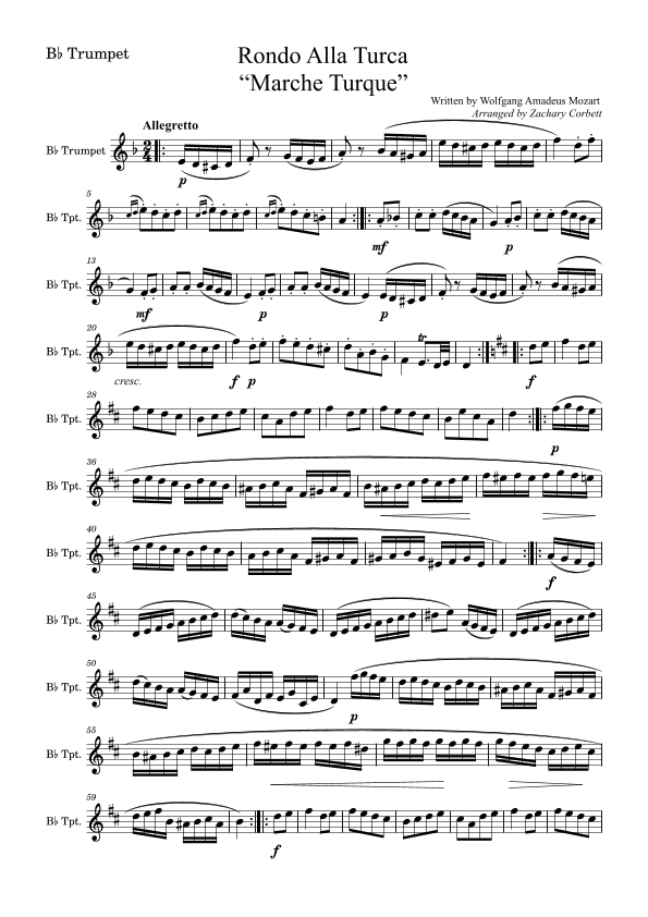 Rondo Alla Turca (Turkish March) (arr. Zachary Corbett)