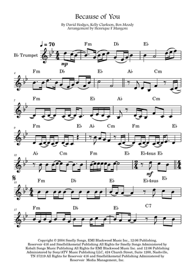 Because Of You (arr. Henrique F Mangoni)