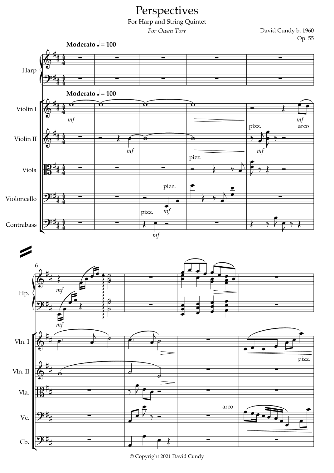 Perspectives for Harp and String Quintet